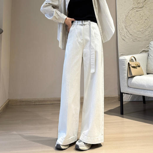 调性十足！2025新款A型宽腿裤同色腰带休闲九分宽松牛仔裤遮肉奶奶裤！ 商品图5