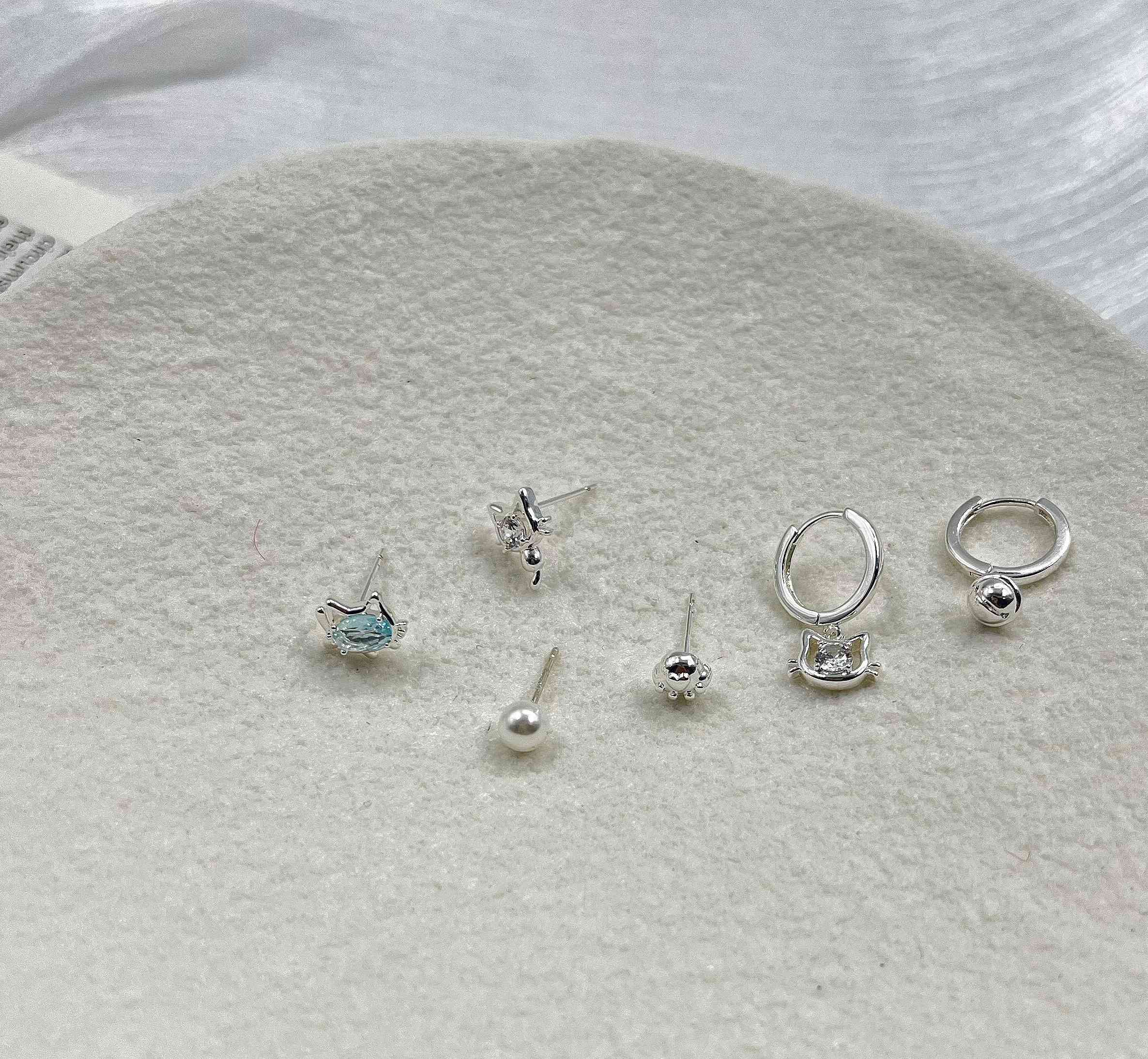 小众个性小猫耳钉（3对装）0217-