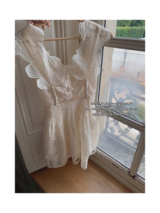 金蘑菇菇 乔治亚 fend*活动穿的小裙子/ 重工 V领花朵刺绣连衣裙 商品图1