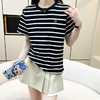 【有货 拍下改价】IC之禾 极简黑白条纹撞色百搭 圆领棉弹螺纹撞色短袖T恤 商品缩略图10