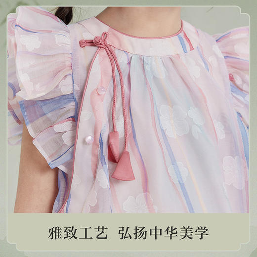 笛莎Deesha观山见女童连衣裙2025夏季女童国风汉服连衣裙 商品图3