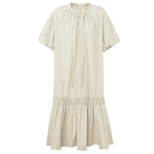 SELFWHO棉混纺绑带花苞袖连衣裙女2025夏季新款宽松显瘦鱼尾裙子 商品图3