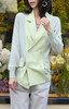 TYNVIE 轻质雪纺针织撞色西装式开衫 - 绿色 商品缩略图3