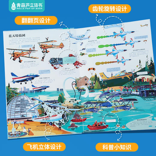 【青葫芦】超好玩的3D立体翻翻书：各种各样的飞机 商品图3