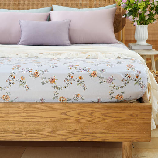蔷薇系列床笠纯棉100全棉四季通用单件床罩复古碎花高端轻奢定制 商品图4