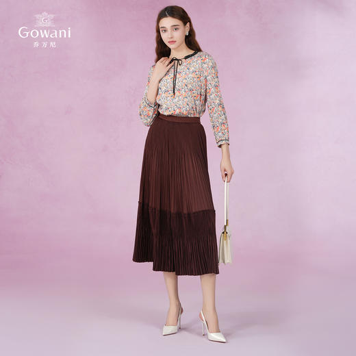 乔万尼夏季新款真丝衬衫清新减龄系带衬衣EI2C733 商品图3