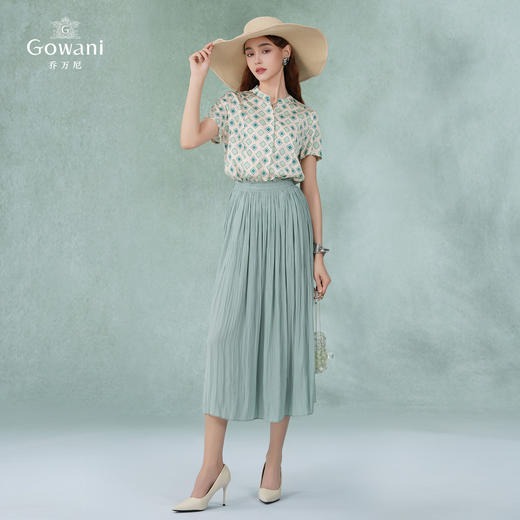 乔万尼夏季新款真丝衬衫V领设计短款衬衣EI2C809 商品图3