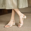 方头仙女风一字带凉鞋不累脚夏季银色百搭中跟4.8CM 商品缩略图1