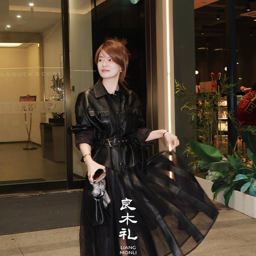 【部分现货】良木礼蕾丝皮半裙（25645） 商品图0