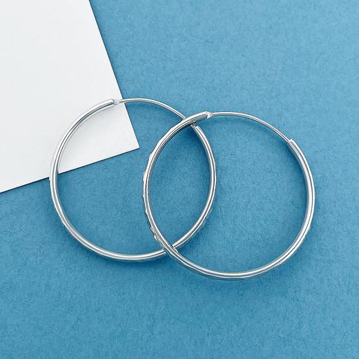 【限时8.8折】【线上铂金馆】PT950 【国际铂金协会】铂金空心车花菱纹大耳圈（内径约40-43mm）(BES00118-2)预售产品下单后不退款不退货不换货不补差价) 商品图1