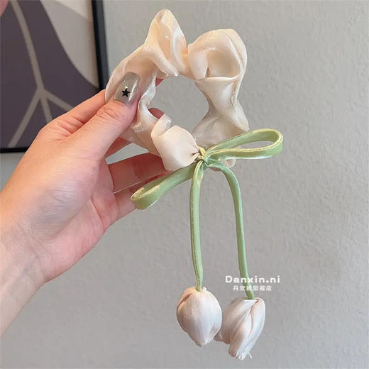 （满两件包邮）新款春夏郁金香大肠发圈甜美少女飘带头绳清新网纱皮筋女发饰 商品图7