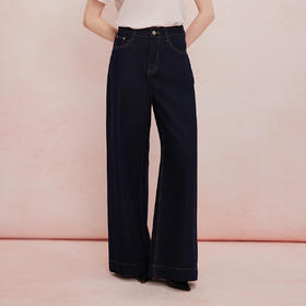 QF310斯尔丽25夏季新款水洗牛仔阔腿加长版宽松显瘦百搭时尚裤子