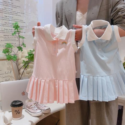 【秒杀】巴鲁熊女童夏季学院风休闲POLO领百褶公主连衣裙背心裙公主背心裙80-150 商品图2