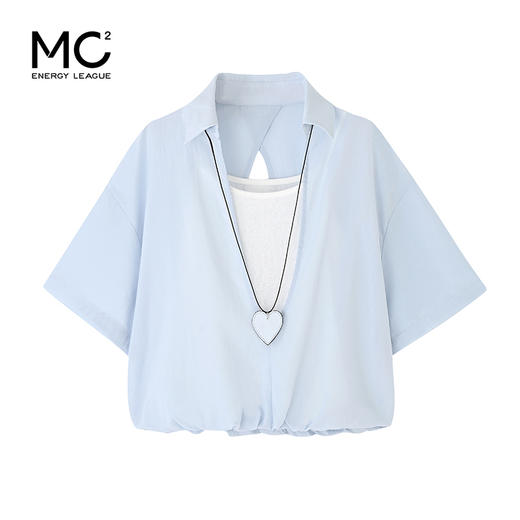 女装翻领假两件配爱心项链轻薄衬衫-103C5222003 商品图0