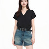 洛诗琳04748复古蓝牛仔短裤2025夏季时尚做旧高腰直筒短裤25371 商品缩略图0