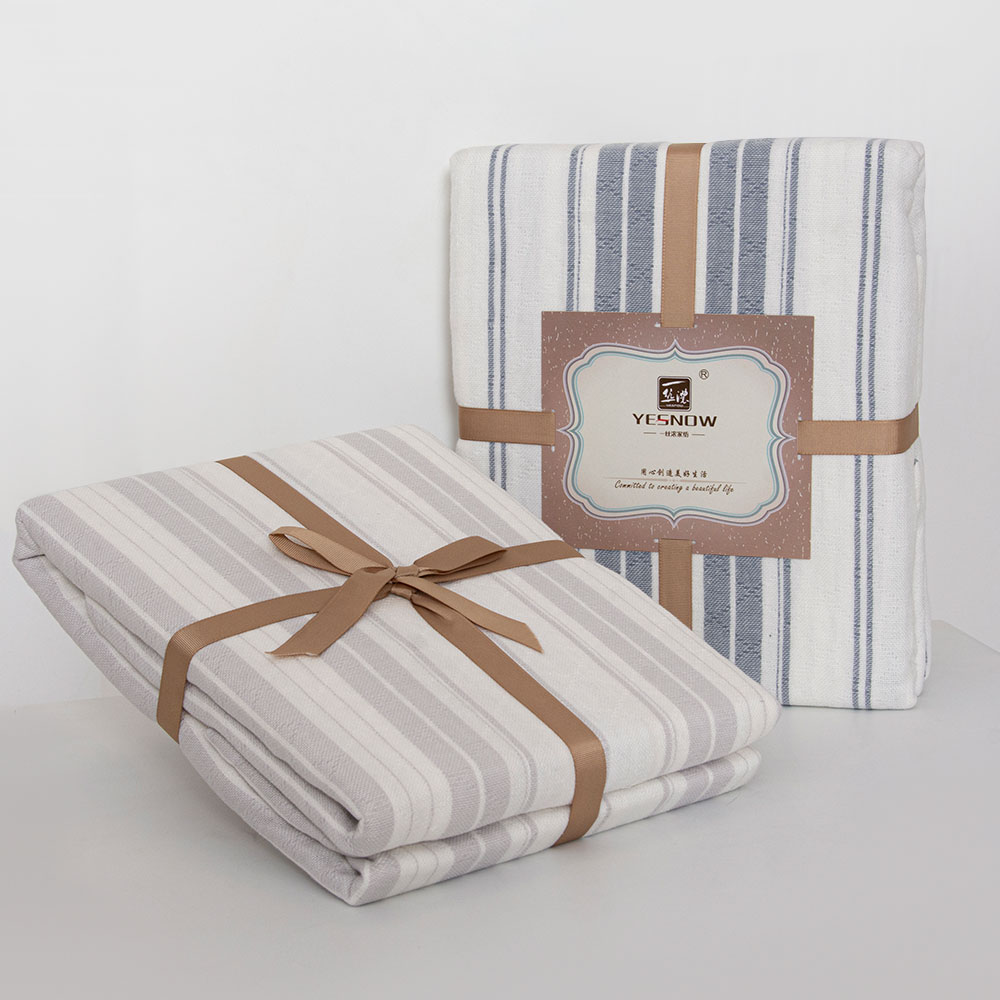 一丝浓时尚简约提花毯 全棉三层纱布盖毯 休闲沙发毯盖毯午睡毯