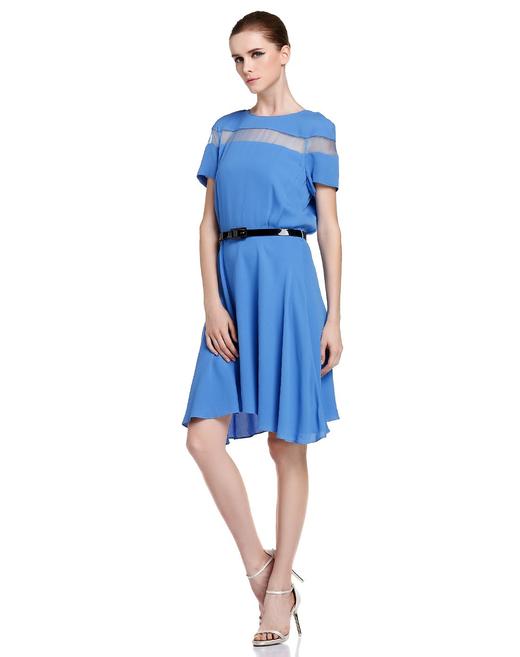 4894415288445  JOAN&DAVID 蓝色圆领素雅短袖连衣裙 商品图3