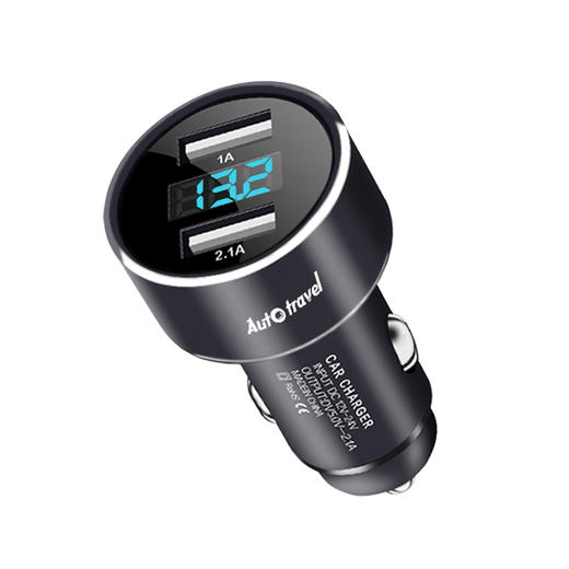Auto Travel美旅 金属双USB数显车充AT-5003 商品图1