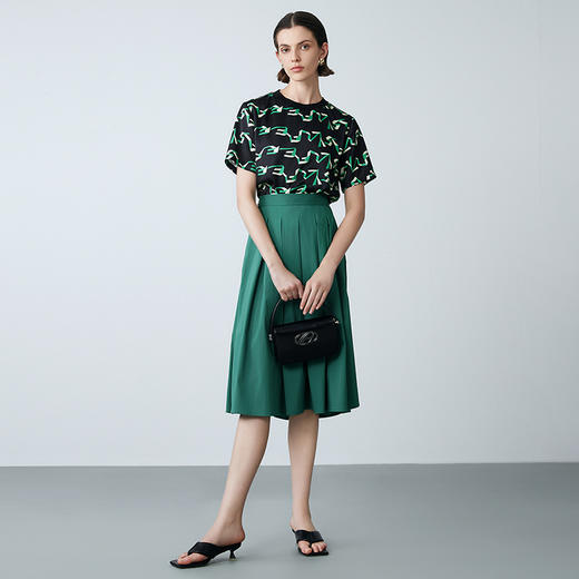 EITIE爱特爱夏季新款精致百褶松紧腰通勤显瘦半身裙7806511 商品图1