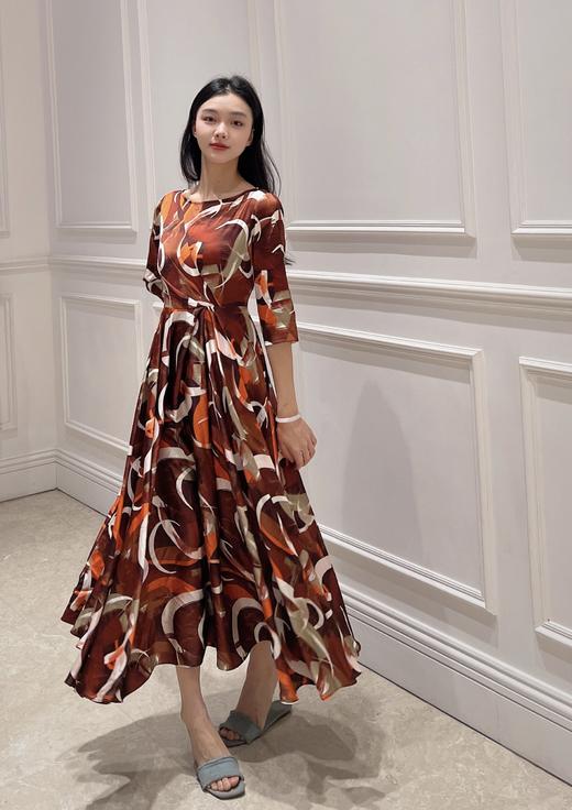 SZ2S59_游蓝色_连衣裙_夏季_圆领系带收腰中长款大摆_高级女装_BERNIEELEN 伯妮斯茵 商品图1