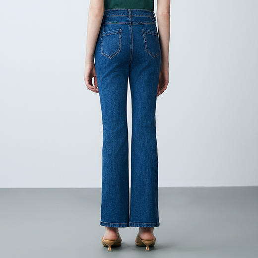 EITIE爱特爱夏季新款时尚高腰开叉显瘦百搭经典牛仔裤7805501 商品图4