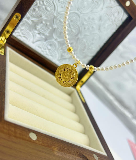 足金八宝罗盘珍珠套链 商品图2