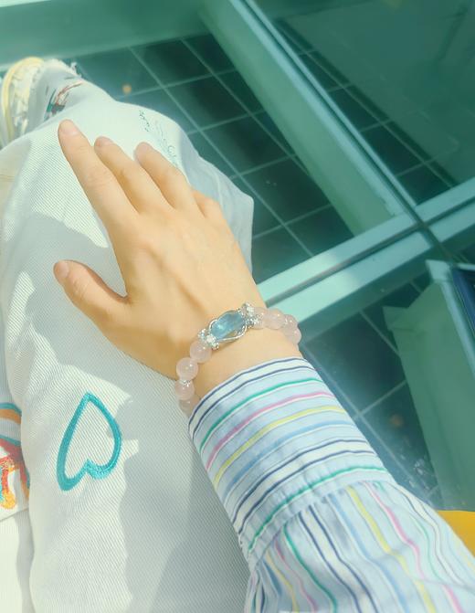 「 有钱花 」粉晶/海蓝宝水晶手串 商品图6