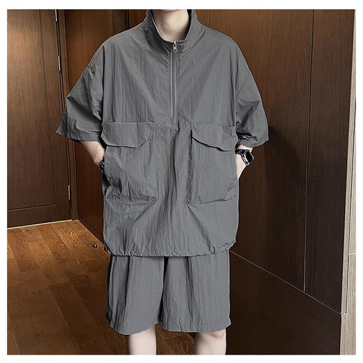 裁缝学苑MQ59夏季速干短袖短裤纸样男士工装半拉链衬衣套装样板 商品图1