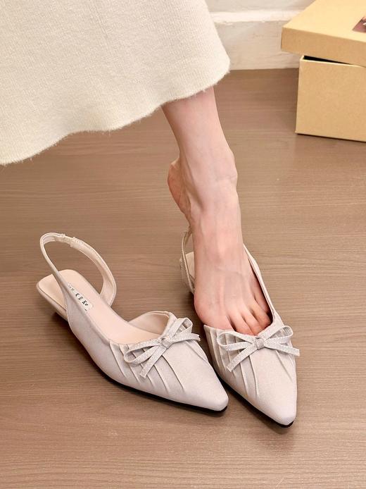 【YW】无忧购法式小众温柔绸缎蝴蝶结尖头浅口包头晚晚单鞋2026（截单后7天发货) 商品图4