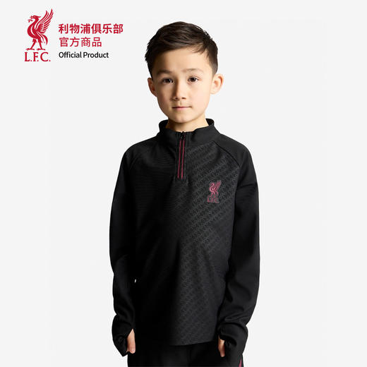 【官网同款】利物浦俱乐部 | 拉链插肩上衣大童版黑色运动长袖透气 商品图2