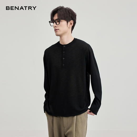 贝纳川春季竹节麻长袖针织衫ECF116001 商品图7