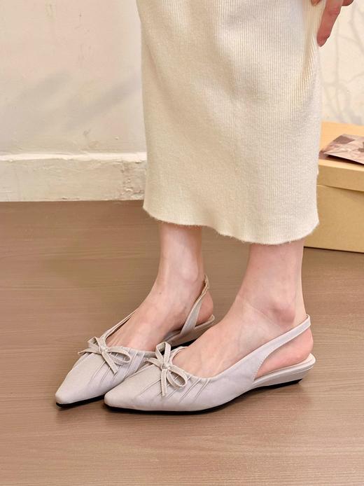 【YW】无忧购法式小众温柔绸缎蝴蝶结尖头浅口包头晚晚单鞋2026（截单后7天发货) 商品图3