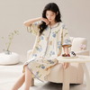 自然醒安妮家居服（带胸垫）睡裙女夏季针织棉V领短袖甜美卡通少女ins风中长款薄款睡衣女QH 商品缩略图8