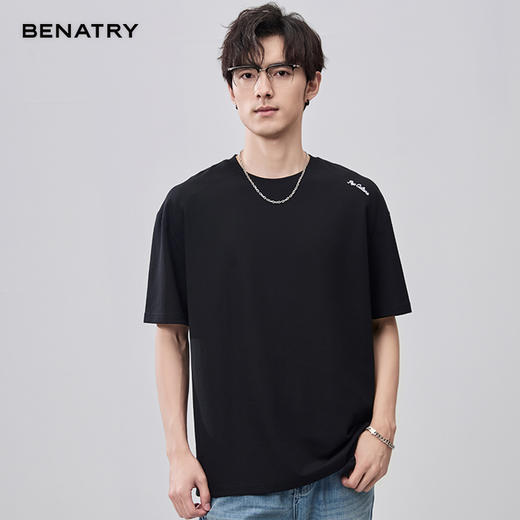 贝纳川结构感肩部刺绣短袖T恤ECF214120 商品图5