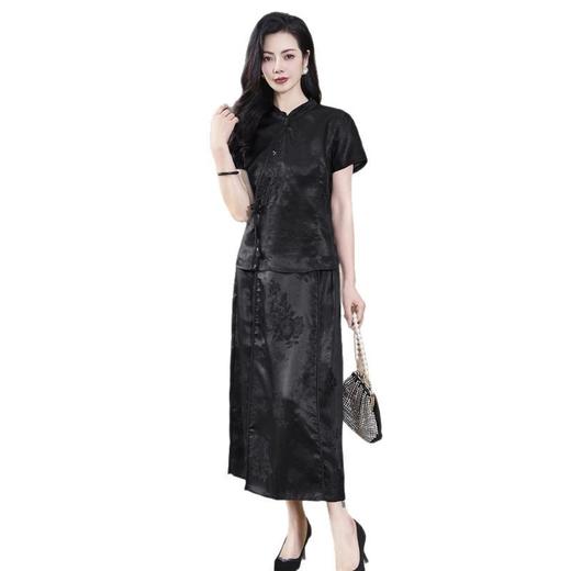 TC221905品质透气减龄时尚妈妈香云纱套装真丝短袖两件套收腰显瘦气质国风 商品图4