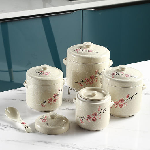 【出口陶瓷隔水炖盅】陶瓷隔水炖盅带盖双盖炖燕窝蒸蛋双耳炖罐家用中大号汤盅餐厅酒店 商品图3