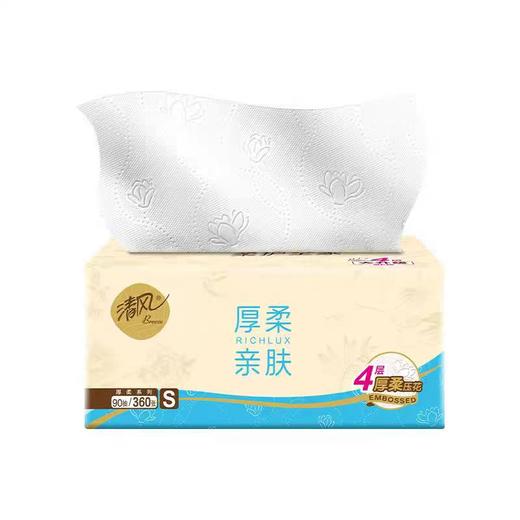 清风厚柔系列4层90抽12包装抽取式面巾纸BRC1SYRN 商品图1