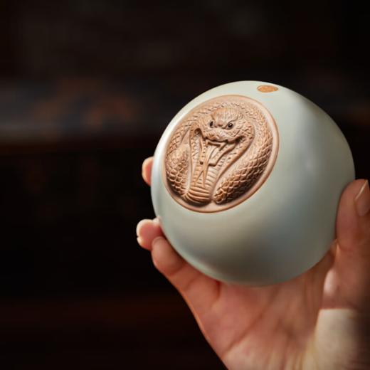 东道汝窑 灵蛇献瑞B杯（天青） 商品图0