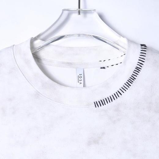 T3297夏季高级感新款韩系满天星撞色缝线短袖T恤情侣简约百搭圆领上衣 商品图2