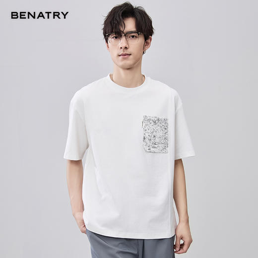 贝纳川夏季拼接圆领短袖T恤ECF214009 商品图4