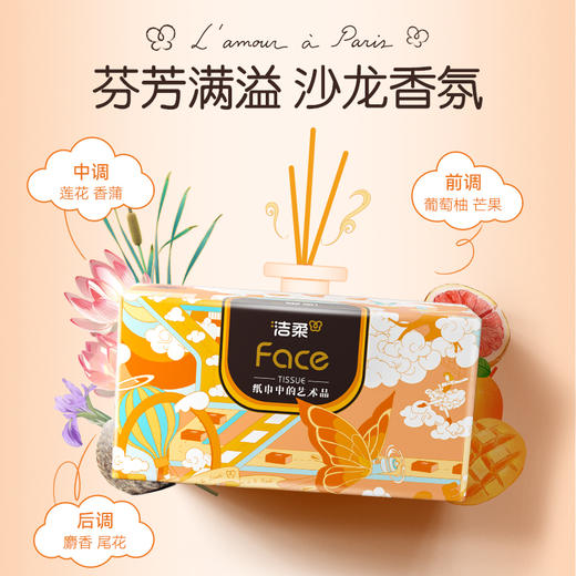 洁柔牌纸面巾(艺术巴黎沙龙香氛盒抽)4层90抽(8盒装)BH210-08E 商品图2