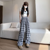 【YW】无忧购夏日多巴胺撞色格子宽松高腰垂感显瘦阔腿裤H-1775（截单后7天发货) 商品缩略图3