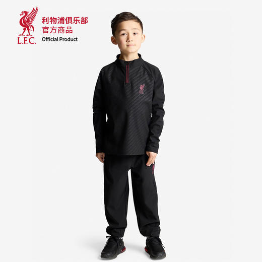 【官网同款】利物浦俱乐部 | 拉链插肩上衣大童版黑色运动长袖透气 商品图1