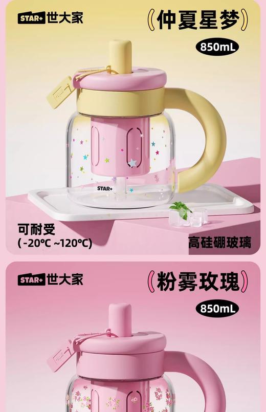 世大家小胖fu玻璃吸管杯 蓝天白云（蓝） 商品图9