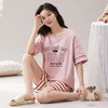 自然醒漫舞三件套睡衣女款夏季薄款短袖短裤长裤休闲韩版针织棉（带胸垫）一体式家居服QH 商品缩略图5