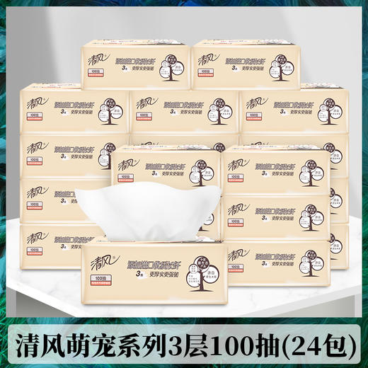 清风萌宠系列亲肤抽纸24小包（100抽） 商品图0