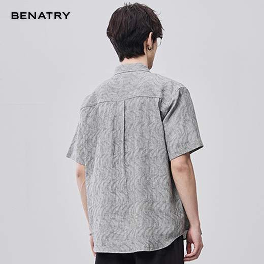 贝纳川夏季棉麻提花短袖衬衣ECF212001 商品图4