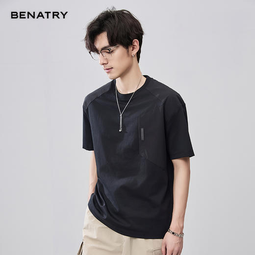 贝纳川夏季圆领拼接短袖T恤 ECF214013 商品图5