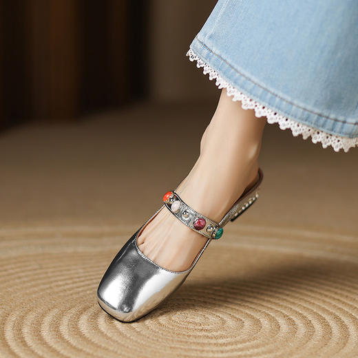 【预售5天】2.5cm法式绝美包头半拖鞋女夏外穿粗跟中跟超软玛丽珍凉拖LD&7360 商品图1