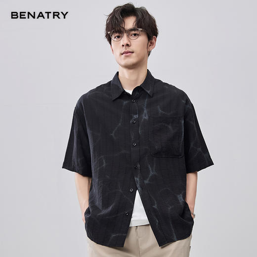 贝纳川立体肌理感梭织短袖衬衣ECF212002402 商品图2